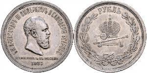 1 Ruble 俄罗斯帝国 (1721 - 1917) 銀 亚历山大三世 (俄国) (1845 -1894)