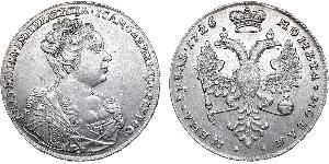 1 Ruble 俄罗斯帝国 (1721 - 1917) 銀 叶卡捷琳娜一世 (1684 - 1727)