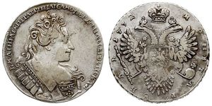 1 Ruble 俄罗斯帝国 (1721 - 1917) 銀 安娜·伊凡诺芙娜·罗曼诺娃 (1693-1740)