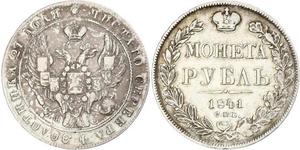 1 Ruble 俄罗斯帝国 (1721 - 1917) 銀 Nicholas I of Russia (1796-1855)