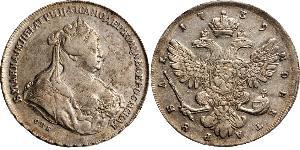 1 Ruble 俄罗斯帝国 (1721 - 1917) 銀 安娜·伊凡诺芙娜·罗曼诺娃 (1693-1740)