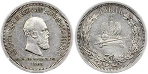 1 Ruble 俄罗斯帝国 (1721 - 1917) 銀 亚历山大三世 (俄国) (1845 -1894)