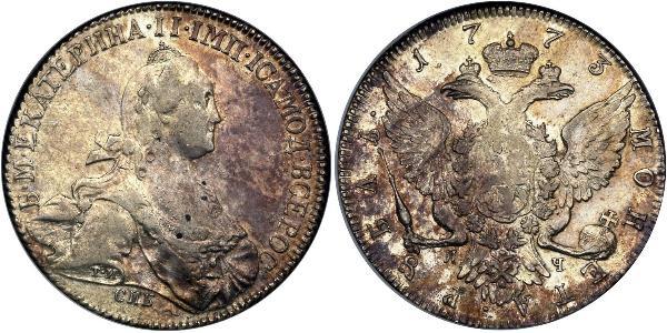 1 Ruble 俄罗斯帝国 (1721 - 1917) 銀 叶卡捷琳娜二世 (1729-1796)