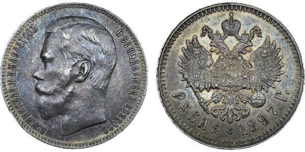 1 Ruble 俄罗斯帝国 (1721 - 1917) 銀 尼古拉二世 (俄罗斯) (1868-1918)