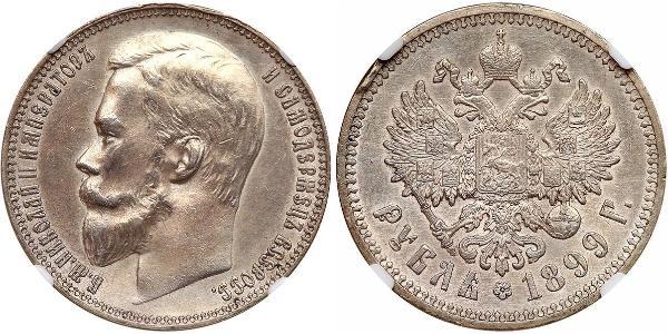 1 Ruble 俄罗斯帝国 (1721 - 1917) 銀 尼古拉二世 (俄罗斯) (1868-1918)