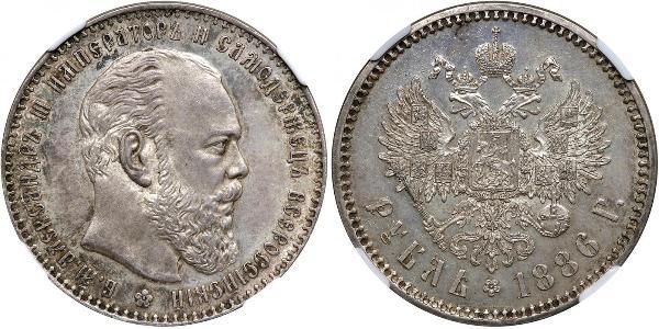 1 Ruble 俄罗斯帝国 (1721 - 1917) 銀 亚历山大三世 (俄国) (1845 -1894)