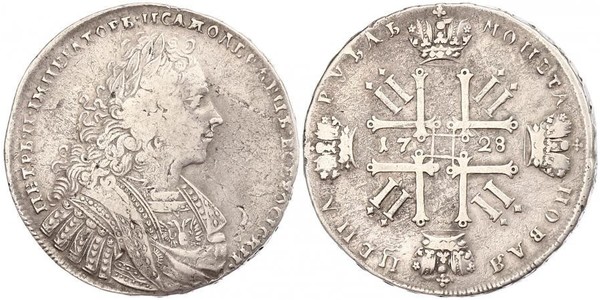 1 Ruble 俄罗斯帝国 (1721 - 1917) 銀 Peter II (1715-1730)