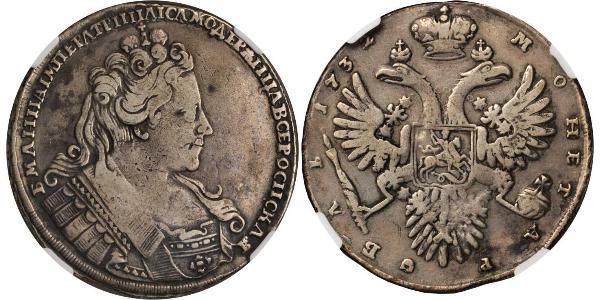 1 Ruble 俄罗斯帝国 (1721 - 1917) 銀 安娜·伊凡诺芙娜·罗曼诺娃 (1693-1740)