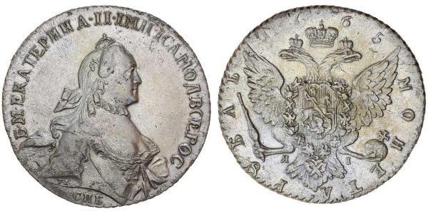 1 Ruble 俄罗斯帝国 (1721 - 1917) 銀 叶卡捷琳娜二世 (1729-1796)