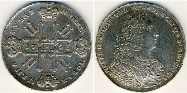1 Ruble 俄罗斯帝国 (1721 - 1917) 銀 Peter II (1715-1730)