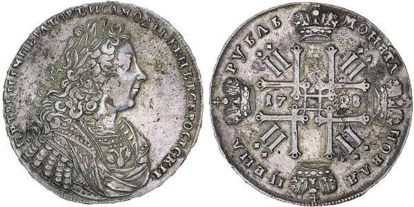 1 Ruble 俄罗斯帝国 (1721 - 1917) 銀 Peter II (1715-1730)