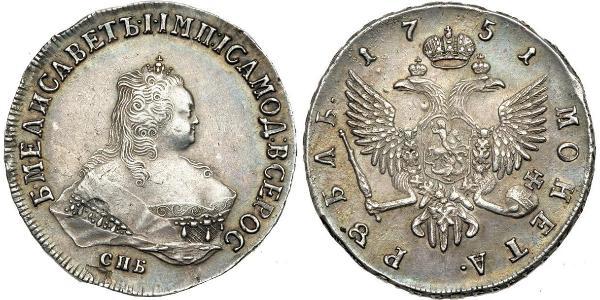 1 Ruble 俄罗斯帝国 (1721 - 1917) 銀 Jelisaweta I Petrowna (1709-1762)