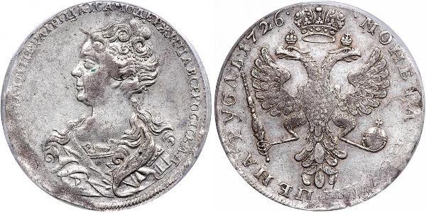 1 Ruble 俄罗斯帝国 (1721 - 1917) 銀 叶卡捷琳娜一世 (1684 - 1727)