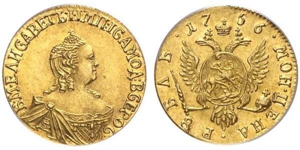 1 Rublo Impero russo (1720-1917) Oro Elisabetta I (1709-1762)