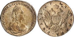 1 Rublo Imperio ruso (1720-1917) Plata Catalina II (1729-1796)