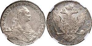 1 Rublo Imperio ruso (1720-1917) Plata Catalina II (1729-1796)
