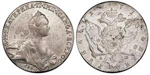 1 Rublo Imperio ruso (1720-1917) Plata Catalina II (1729-1796)