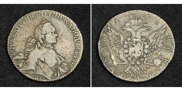 1 Rublo Imperio ruso (1720-1917) Plata Catalina II (1729-1796)