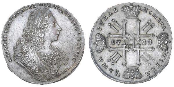 1 Rublo Imperio ruso (1720-1917) Plata Pedro II (1715-1730)