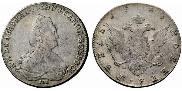 1 Rublo Imperio ruso (1720-1917) Plata Catalina II (1729-1796)