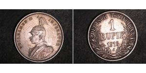 1 Rupee Afrique orientale allemande (1885-1919) Argent Wilhelm II, German Emperor (1859-1941)