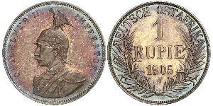 1 Rupee Afrique orientale allemande (1885-1919) Argent Wilhelm II, German Emperor (1859-1941)