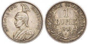 1 Rupee Afrique orientale allemande (1885-1919) Argent Wilhelm II, German Emperor (1859-1941)