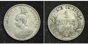 1 Rupee Afrique orientale allemande (1885-1919) Argent Wilhelm II, German Emperor (1859-1941)