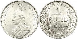 1 Rupee Afrique orientale allemande (1885-1919) Argent Wilhelm II, German Emperor (1859-1941)