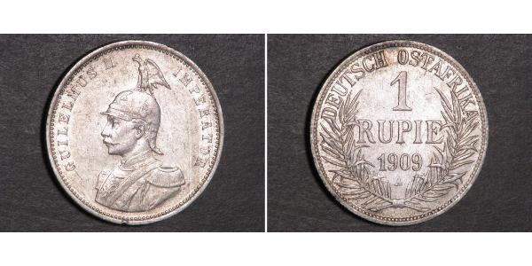 1 Rupee Afrique orientale allemande (1885-1919) Argent Wilhelm II, German Emperor (1859-1941)