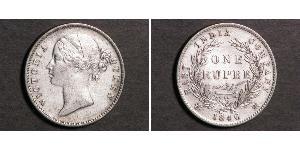 1 Rupee Compagnie anglaise des Indes orientales (1757-1858) Argent Victoria (1819 - 1901)