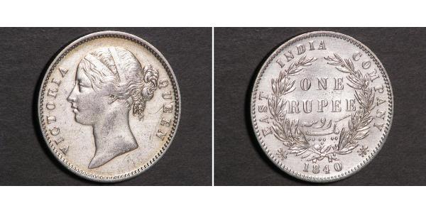 1 Rupee Compagnie anglaise des Indes orientales (1757-1858) Argent Victoria (1819 - 1901)