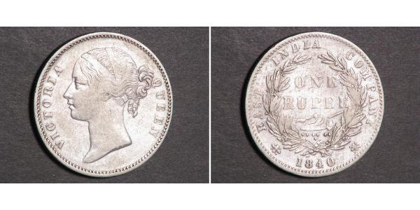 1 Rupee Compagnie anglaise des Indes orientales (1757-1858) Argent Victoria (1819 - 1901)