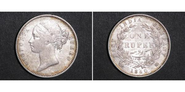 1 Rupee Compagnie anglaise des Indes orientales (1757-1858) Argent Victoria (1819 - 1901)