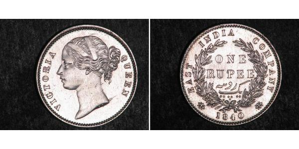 1 Rupee Compagnie anglaise des Indes orientales (1757-1858) Argent Victoria (1819 - 1901)