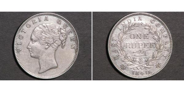 1 Rupee Compagnie anglaise des Indes orientales (1757-1858) Argent Victoria (1819 - 1901)