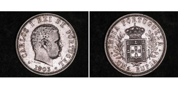 1 Rupee Inde portugaise (1510-1961) Argent Charles I de Portugal (1863-1908)