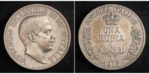 1 Rupee Kingdom of Italy (1861-1946) Argent Victor-Emmanuel III d