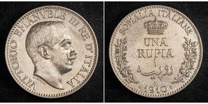1 Rupee Kingdom of Italy (1861-1946) Argent Victor-Emmanuel III d