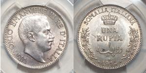 1 Rupee Kingdom of Italy (1861-1946) Argent Victor-Emmanuel III d