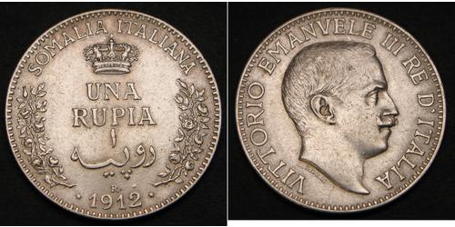 1 Rupee Kingdom of Italy (1861-1946) Argent Victor-Emmanuel III d