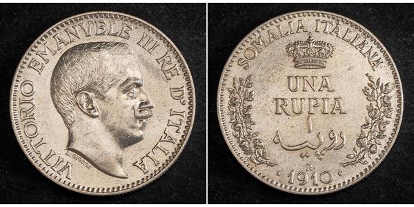 1 Rupee Kingdom of Italy (1861-1946) Argent Victor-Emmanuel III d