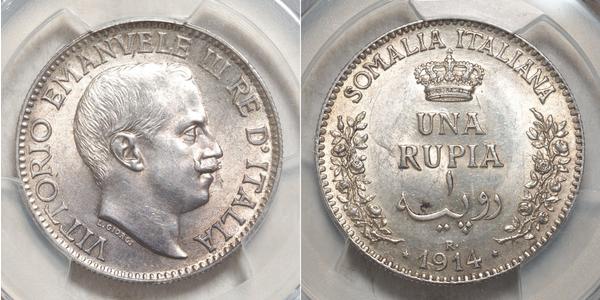 1 Rupee Kingdom of Italy (1861-1946) Argent Victor-Emmanuel III d