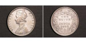 1 Rupee Raj britannique (1858-1947) Argent Victoria (1819 - 1901)