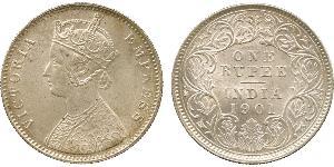 1 Rupee Raj britannique (1858-1947) Argent Victoria (1819 - 1901)