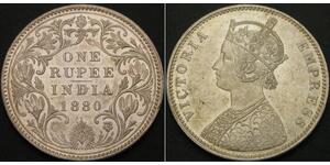 1 Rupee Raj britannique (1858-1947) Argent Victoria (1819 - 1901)