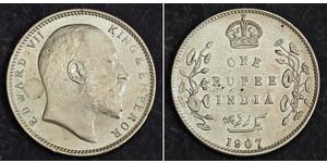 1 Rupee Raj britannique (1858-1947) Argent Édouard VII (1841-1910)