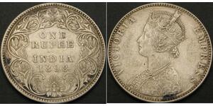 1 Rupee Raj britannique (1858-1947) Argent Victoria (1819 - 1901)