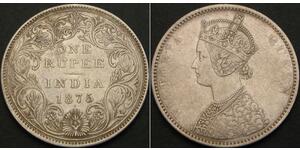 1 Rupee Raj britannique (1858-1947) Argent Victoria (1819 - 1901)