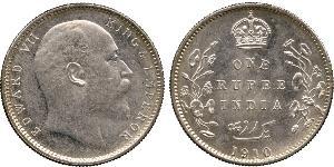 1 Rupee Raj britannique (1858-1947) Argent Édouard VII (1841-1910)